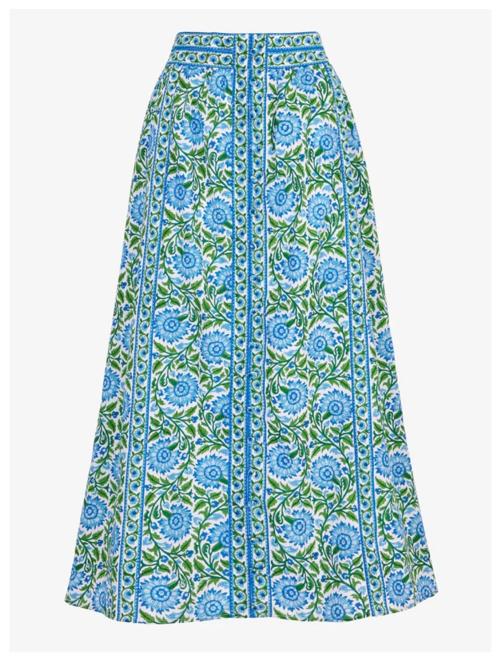 Pink City Prints Freya Maxi Skirt with Floral Border Print